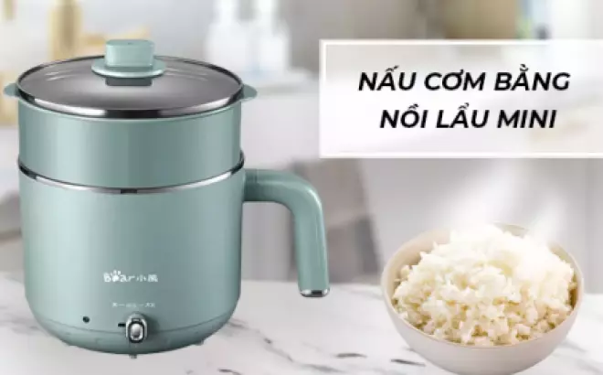 Hướng dẫn cách nấu cơm ngon, dẻo bằng nồi lẩu mini đa năng